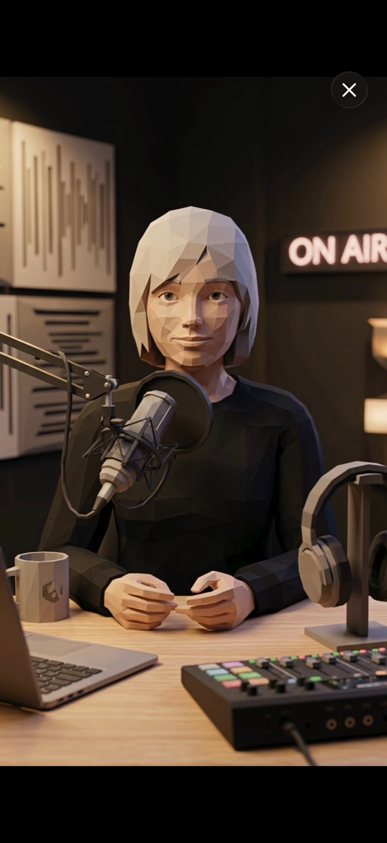 BaselineBody narrator scene with microphone and On Air sign