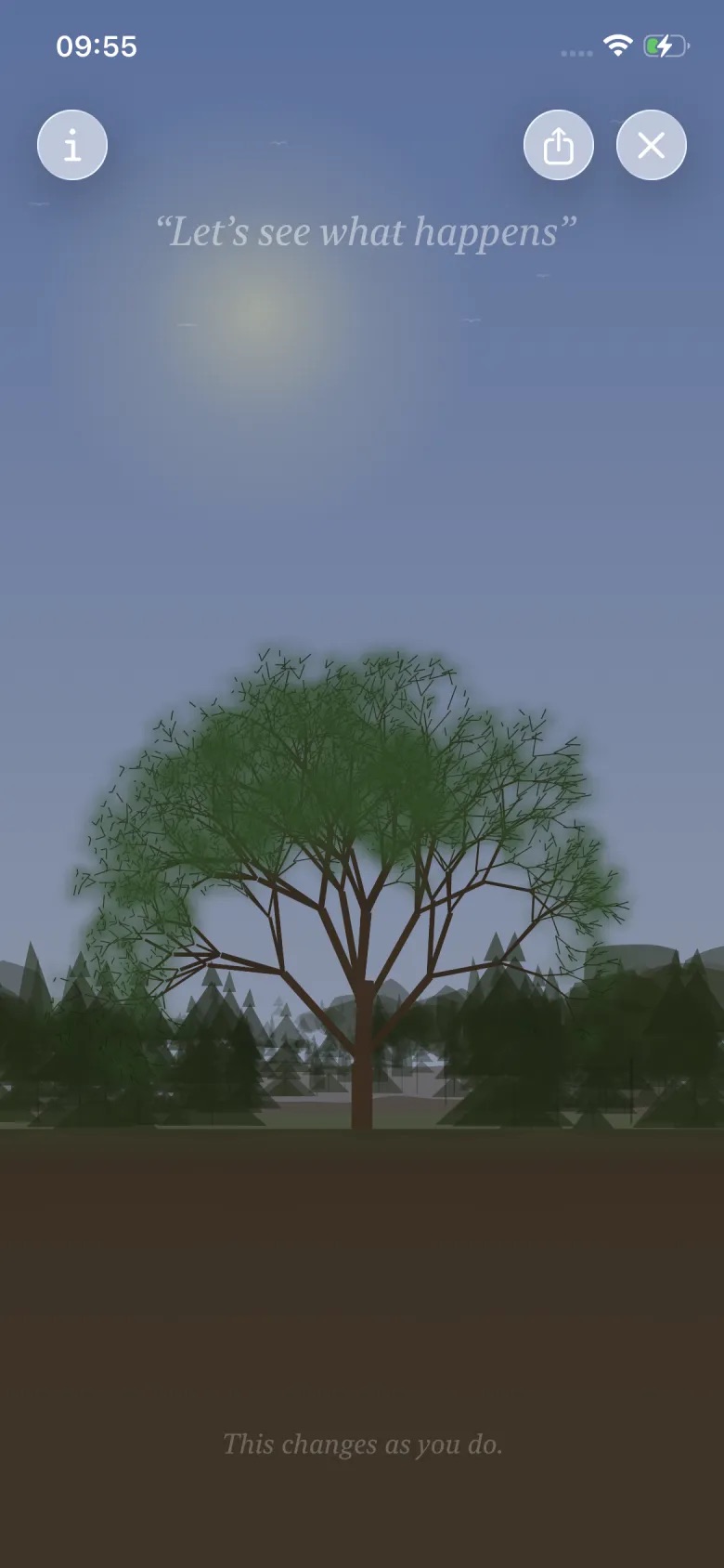 Tree visualisation showing long-term progress over time